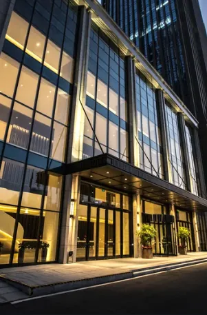 Commercial office building at night