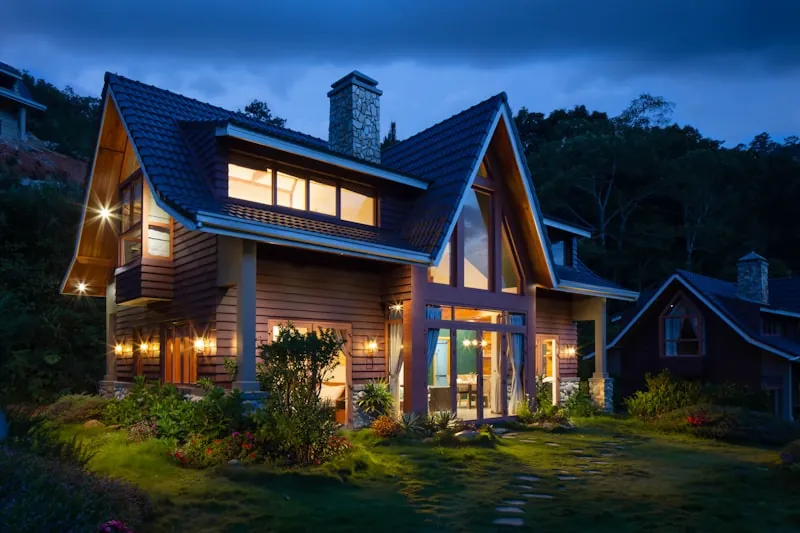 Two storey family home at dusk