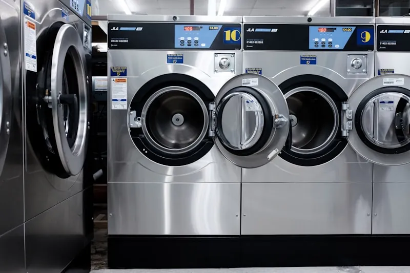 Row of washing machines, a common source of water leaks